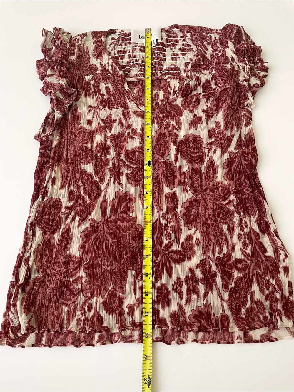 ba&sh Floral Lightweight Crepe Ruffle-Sleeve Top - Picture 9 of 9